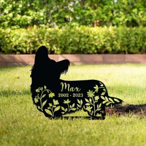 Personalized Floral Skye Terrier Memorial Sign Yard Stakes Skye Terrier Grave Marker Cemetery Decor Custom Metal Sign 1