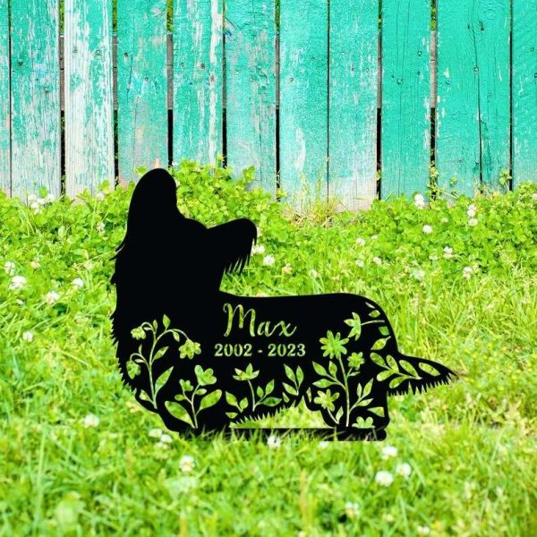 Personalized Floral Skye Terrier Memorial Sign Yard Stakes Skye Terrier Grave Marker Cemetery Decor Custom Metal Sign