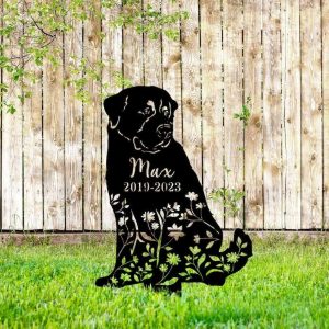 Personalized Floral St. Bernard Memorial Sign Yard Stakes St. Bernard Grave Marker Cemetery Decor Custom Metal Sign 4