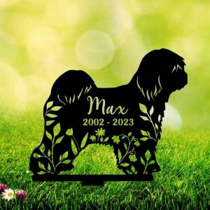 Personalized Floral Tibetan Terrier Memorial Sign Yard Stakes Tibetan Terrier Grave Marker Cemetery Decor Custom Metal Sign