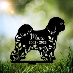 Personalized Floral Tibetan Terrier Memorial Sign Yard Stakes Tibetan Terrier Grave Marker Cemetery Decor Custom Metal Sign 4