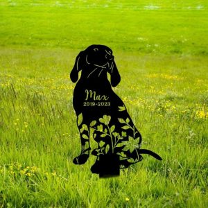 Personalized Floral Vizslas Memorial Sign Yard Stakes Vizslas Grave Marker Cemetery Decor Custom Metal Sign 4