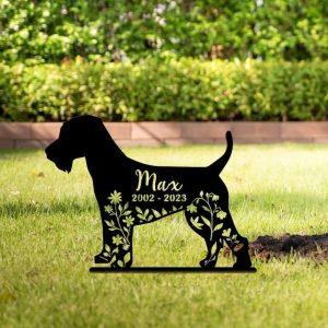 Personalized Floral Welsh Terrier Memorial Sign Yard Stakes Welsh Terrier Grave Marker Cemetery Decor Custom Metal Sign 2