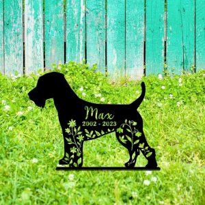 Personalized Floral Welsh Terrier Memorial Sign Yard Stakes Welsh Terrier Grave Marker Cemetery Decor Custom Metal Sign