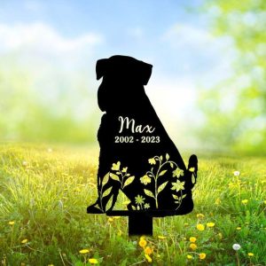 Personalized Floral Wirehaired Pointing Griffon Memorial Sign Yard Stakes Pet Grave Marker Cemetery Decor Custom Metal Sign 1