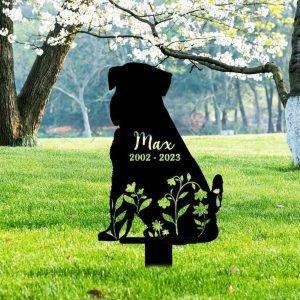 Personalized Floral Wirehaired Pointing Griffon Memorial Sign Yard Stakes Pet Grave Marker Cemetery Decor Custom Metal Sign 2