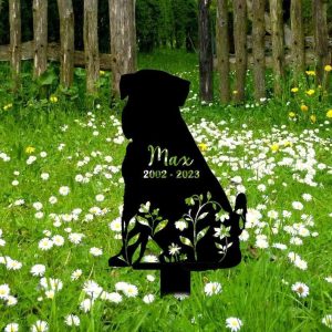 Personalized Floral Wirehaired Pointing Griffon Memorial Sign Yard Stakes Pet Grave Marker Cemetery Decor Custom Metal Sign 4