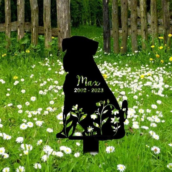 Personalized Floral Wirehaired Pointing Griffon Memorial Sign Yard Stakes Pet Grave Marker Cemetery Decor Custom Metal Sign