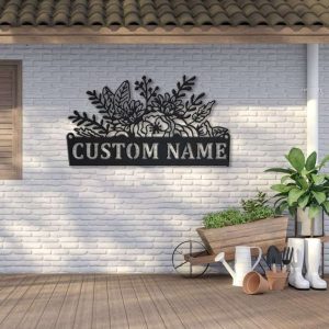 Personalized Flower Border Garden Decorative Custom Metal Sign 1