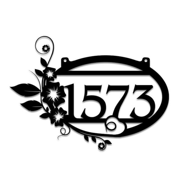 Personalized Flower Fence Evergreen Address Sign House Number Plaque Custom Metal Sign