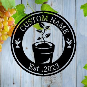 Personalized Flower Pot Garden Decorative Custom Metal Sign