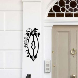 Personalized Flower Vertical Address Sign House Number Plaque Custom Metal Sign 3