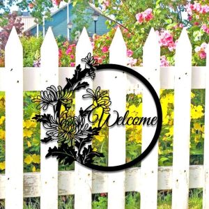 Personalized Flower Wreath Garden Decorative Custom Metal Sign