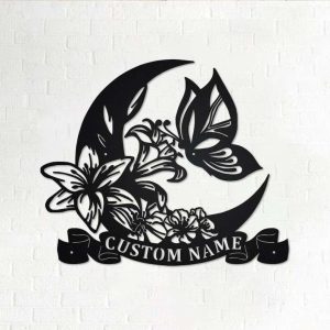 Personalized Flowers And Butterflies Garden Decorative Custom Metal Sign 1