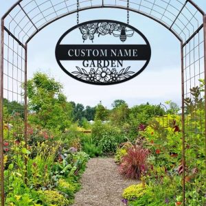 Personalized Flowers Bees And Butterflies Garden Decorative Custom Metal Sign 3