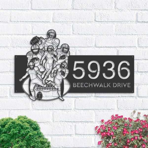 Personalized Football Player Sport Team Address Sign House Number Plaque Custom Metal Sign