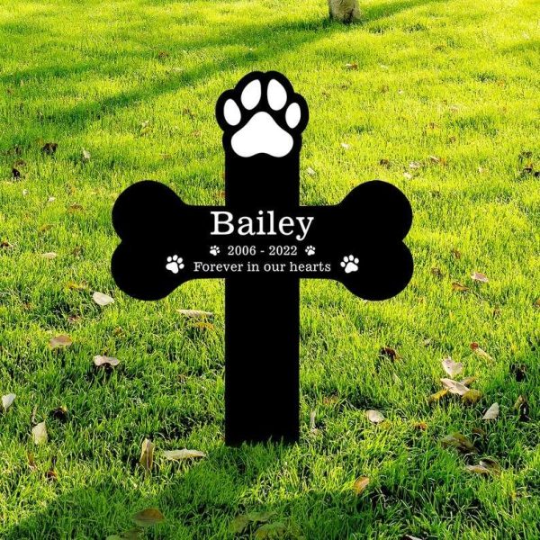 Personalized Forever In Our Hearts Pet Memorial Sign Yard Stakes Dog Cat Grave Marker Cemetery Decor Custom Metal Sign