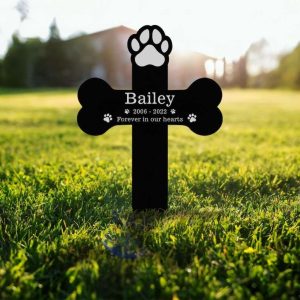 Personalized Forever In Our Hearts Pet Memorial Sign Yard Stakes Dog Cat Grave Marker Cemetery Decor Custom Metal Sign 3