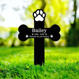 Personalized Forever In Our Hearts Pet Memorial Sign Yard Stakes Dog Cat Grave Marker Cemetery Decor Custom Metal Sign 4