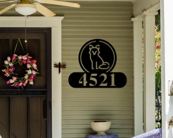 Personalized Fox Address Sign House Number Plaque Custom Metal Sign