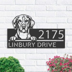 Personalized Foxhound Dog Cute Puppy Address Sign House Number Plaque Custom Metal Sign 1