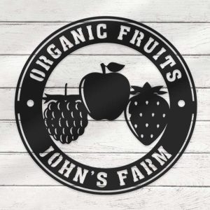 Personalized Fruit Organic Food Store Decorative Garden Fresh Fruit Farm Business Custom Metal Sign 3