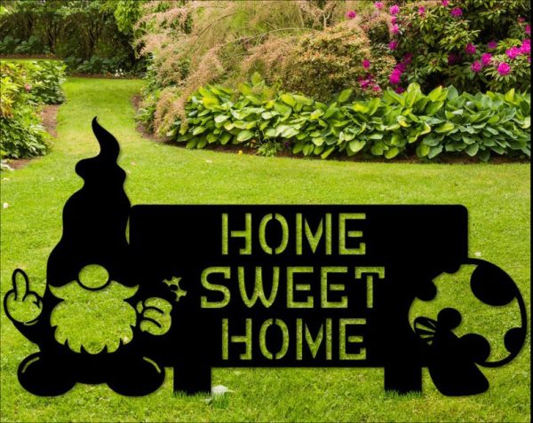 Personalized Funny Gnome Middle Finger Mushroom Garden Decorative Custom Metal Sign