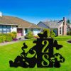 Personalized Funny Gnome with Pipe Address Sign House Number Plaque Custom Metal Sign 3