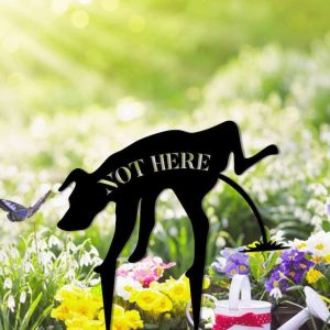 Personalized Funny Not Here Dog Garden Yard Stakes Decorative Custom Metal Sign 1