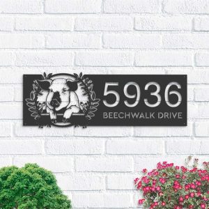 Personalized Funny Pig Farm Animal Farmhouse Address Sign House Number Plaque Custom Metal Sign