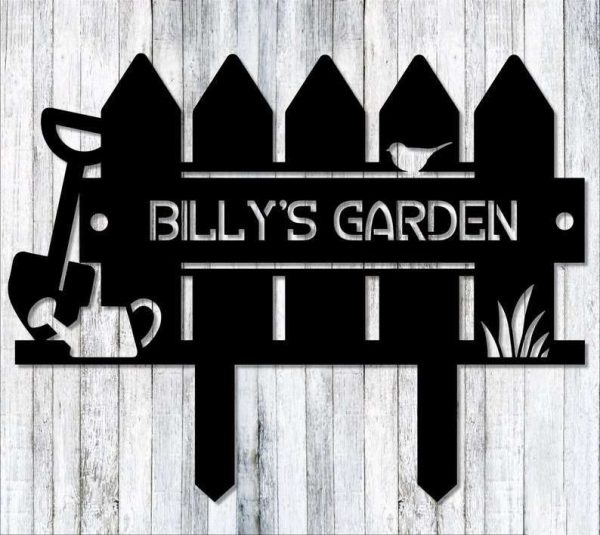 Personalized Garden Fence and Bird Perching Decorative Custom Metal Sign