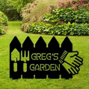 Personalized Garden Fence and Gardening Tools Yard Stakes Decorative Custom Metal Sign 1