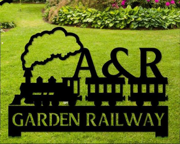 Personalized Garden Railroad Garden Model Train Lover Decorative Custom Metal Sign