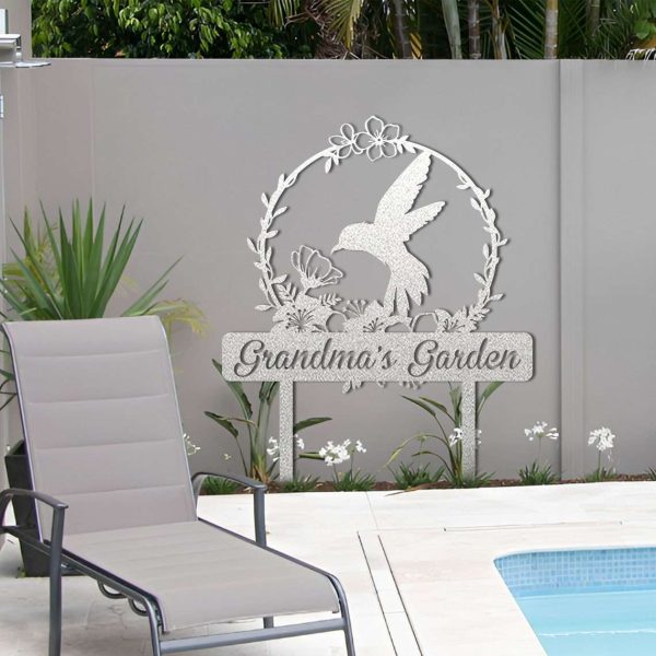 Personalized Garden Sign Bird and Flower Lawn Yard Stakes Custom Metal Sign