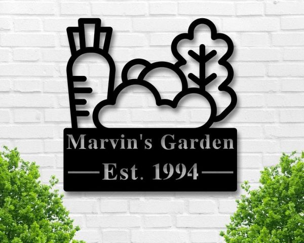 Personalized Gardener Gift Cute Vegetable Garden Decorative Custom Metal Sign