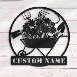 Personalized Gardening Tool V2 Wheebarrow Flower Vegetable Lawn Yard Decorative Garden Custom Metal Sign Housewarming Gift 2