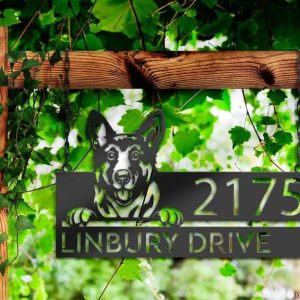 Personalized German Shepherd Dog Puppy Address Sign House Number Plaque Custom Metal Sign