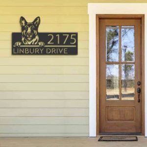 Personalized German Shepherd Dog Puppy Address Sign House Number Plaque Custom Metal Sign 3