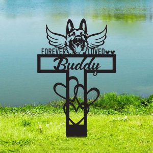 Personalized German Shepherd Memorial Sign Yard Stakes Grave Marker Cemetery Decor Custom Metal Sign