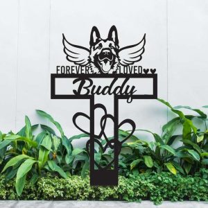 Personalized German Shepherd Memorial Sign Yard Stakes Grave Marker Cemetery Decor Custom Metal Sign 2