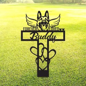 Personalized German Shepherd Memorial Sign Yard Stakes Grave Marker Cemetery Decor Custom Metal Sign 4