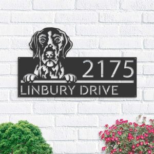 Personalized German Shorthaired Pointer Dog V1 Cute Puppy Address Sign House Number Plaque Custom Metal Sign 1