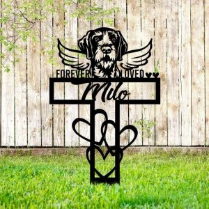 Personalized German Wirehaired Pointer Memorial Sign Yard Stakes Pet Grave Marker Cemetery Decor Custom Metal Sign