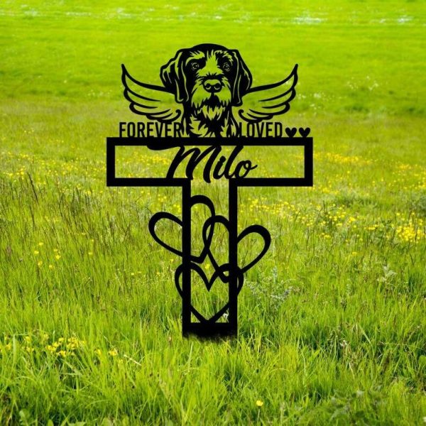 Personalized German Wirehaired Pointer Memorial Sign Yard Stakes Pet Grave Marker Cemetery Decor Custom Metal Sign