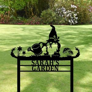 Personalized Gnome Garden Yard Stakes Decorative Custom Metal Sign 1