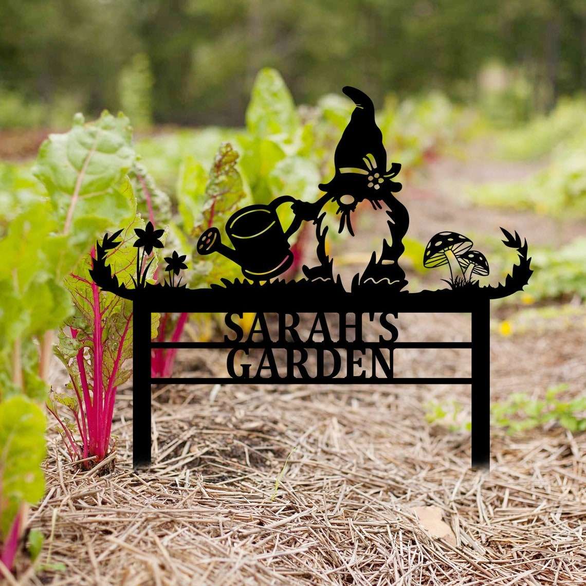 Personalized Gnome Garden Yard Stakes Decorative Custom Metal Sign 2 1