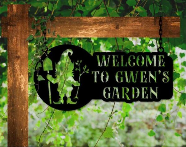 Personalized Gnome Gardener Decorative Custom Metal Sign