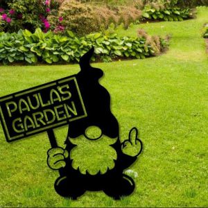 Personalized Gnome Middle Finger Garden Decorative Custom Metal Sign