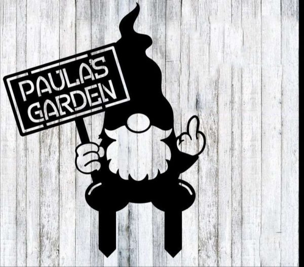 Personalized Gnome Middle Finger Garden Decorative Custom Metal Sign