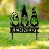 Personalized Gnome Monogram Garden Yard Stakes Decorative Custom Metal Sign Housewarming Gift 1